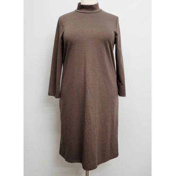 Appleseed's Dresses Appleseeds Brown Long Sleeve Mock Neck
